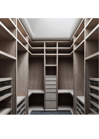 П-образная гардеробная комната в классическом стиле Актау