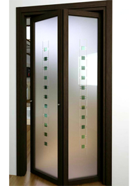 Складные двери гармошка с матовым стеклом Актау